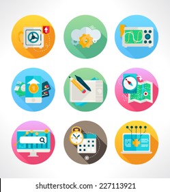 Set of colored icons for website and mobile application. Flat design. Vector. Editable.