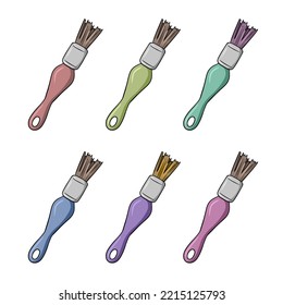 A set of colored icons. Wide brush, drawing tool, vector cartoon illustration on white background