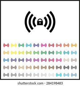 Set of colored icons. Wireless network access is closed, locked. icon. vector design