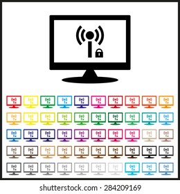 Set of colored icons. Wireless network access is closed, locked. icon. vector design