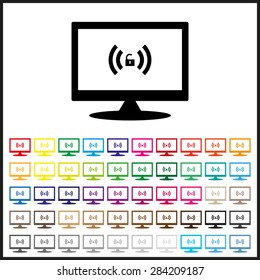 Set of colored icons. Wireless network access is open, unlocked. icon. vector design