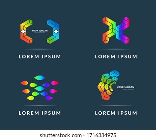 Set of colored icons, your company logo. Modern vector logotype, creative design badge