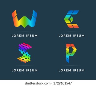 Set of colored icons, your company logo. Modern vector logotype, creative design badge