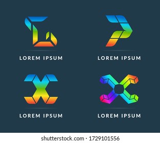 Set of colored icons, your company logo. Modern vector logotype, creative design badge