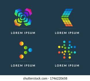 Set of colored icons, your company logo. Modern vector logotype, creative design badge