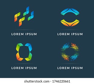 Set of colored icons, your company logo. Modern vector logotype, creative design badge