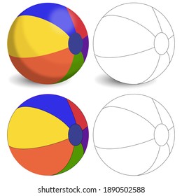 
Set Of Colored Inflatable Beach Ball With Outline