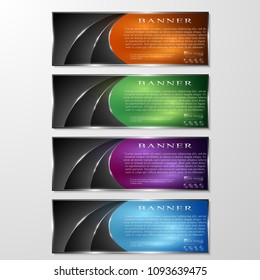 set of colored info graphic banners with different symbol
