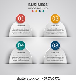 Set of colored infographic numbered banners with text. Vector illustration.