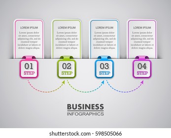 Set of colored infographic numbered banners with text. Vector illustration.