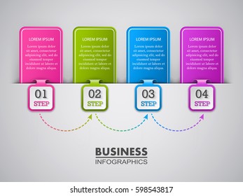 Set of colored infographic numbered banners with text. Vector illustration.