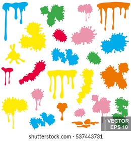 A set of colored ink blots. Spot. Negligence. For your design.