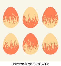 Set of colored isolated Easter eggs on a white background. With an abstract pattern. Simple flat vector illustration. Suitable for decoration of postcards, advertising, magazines, websites.