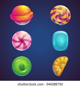 Set of colored jelly sweets for  game user interface GUI 