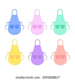 Set of colored kitchen apron. isolated on white background.vector