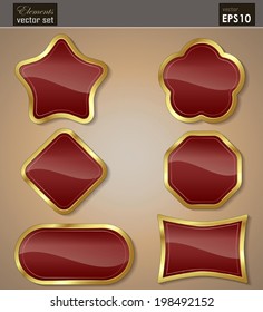 A SET of Colored label/ Icon/ Sticker/ with Golden frame,  Useful elements for your layout design. Premium Quality, Genuine and Satisfaction, Easy to Edit