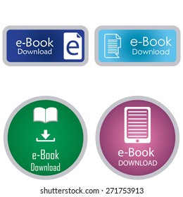 Set of colored labels with e-book icons. Vector illustration