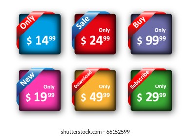 Set of colored labels and tags for sale