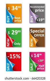 Set of colored labels and tags for sale