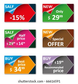 Set of colored labels and tags for sale