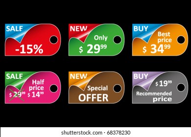 Set of colored labels and tags for sale