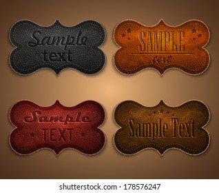 Set of colored leather labels