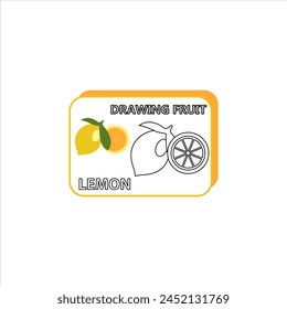 Set of Colored Lemon With Lemon Slice Using Line Art or Doodle Style