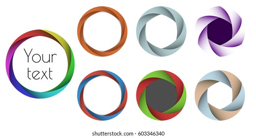 Set the colored lens aperture (aperture, wreath) frames on a white background