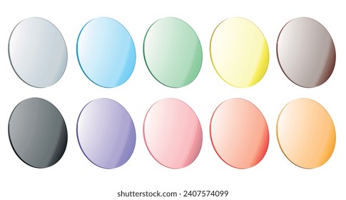 Set of colored lenses round eyeglass lenses vector illustration