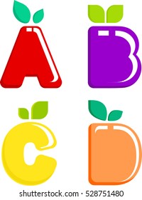 A set of colored letters fruit
