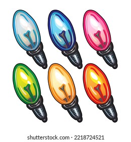 Set of colored light bulbs vector illustration on white background
