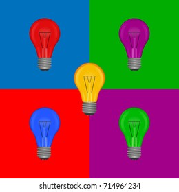 Set of colored lights on a colorful background