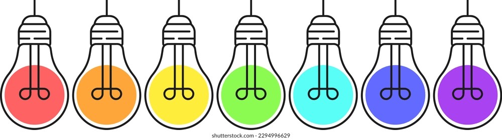 set of colored and line light bulbs for party and holiday