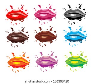 Set of colored lips