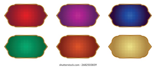 Conjunto de quadro islâmico de luxo colorido para nomes com borda dourada
