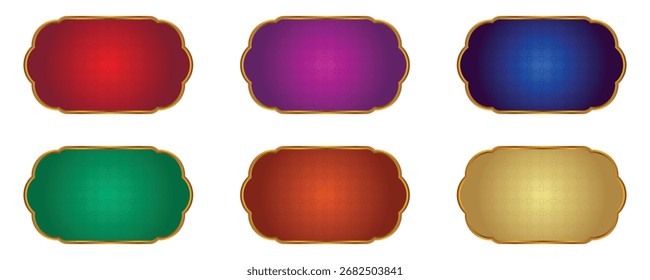 Conjunto de marco islámico de lujo coloreado para nombres con borde de oro