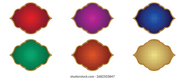 Set of Colored Luxury Islamic Frame for Names with Gold Border
