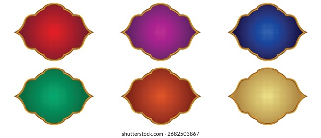 Set of Colored Luxury Islamic Frame for Names with Gold Border