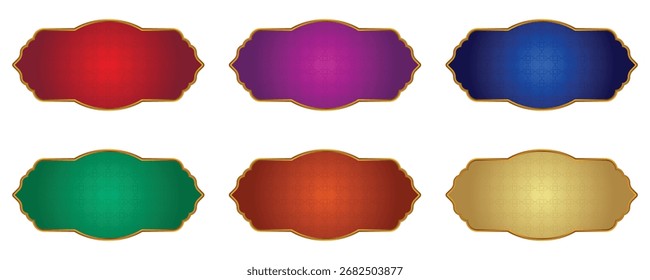 Conjunto de marco islámico de lujo coloreado para nombres con borde de oro