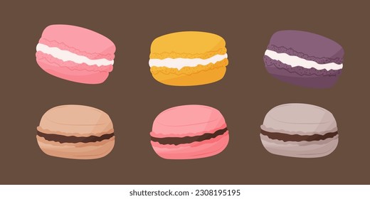 A set of colored macaroons. A sweet French dessert