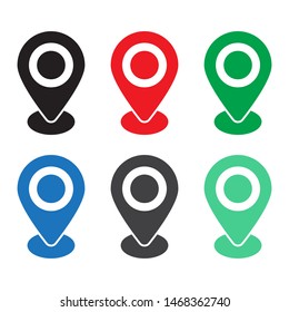 Set of colored map pins. Location map icon.