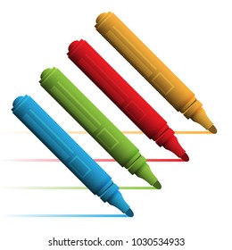 A set of colored markers isolated on a white background. Vector illustration.