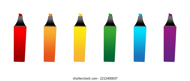 set with colored markers. Colored markers in line art style. Vector illustration. stock image.
