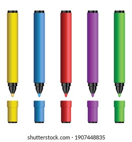 Set of colored markers vector illustration