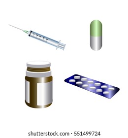 Set of colored medical icons, Vector illustration