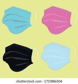 A set of colored medical masks. Vector image