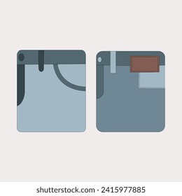 Set of colored men's stacked  jeans on a white background
