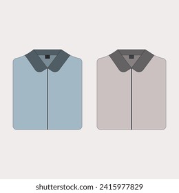 Set of colored men's stacked  shirts on a white background