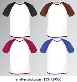a set of colored men's t-shirts with Raglan. mocap for clothing design
