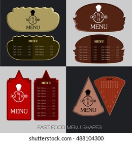 Set of colored menu designs, Vector illustration